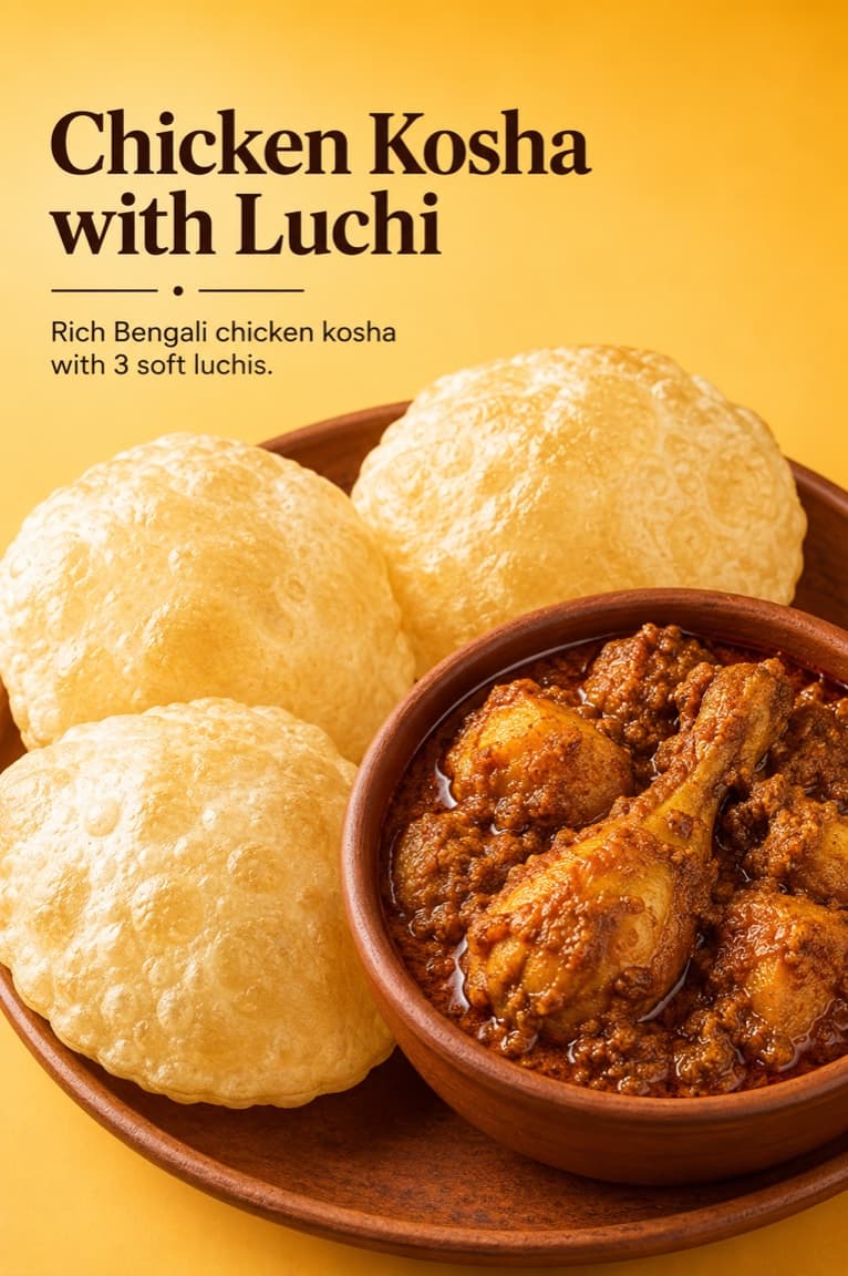 Chicken Kosha with Luchi