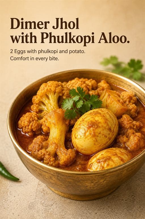 Dimer Jhol with Phulkopi Aloo