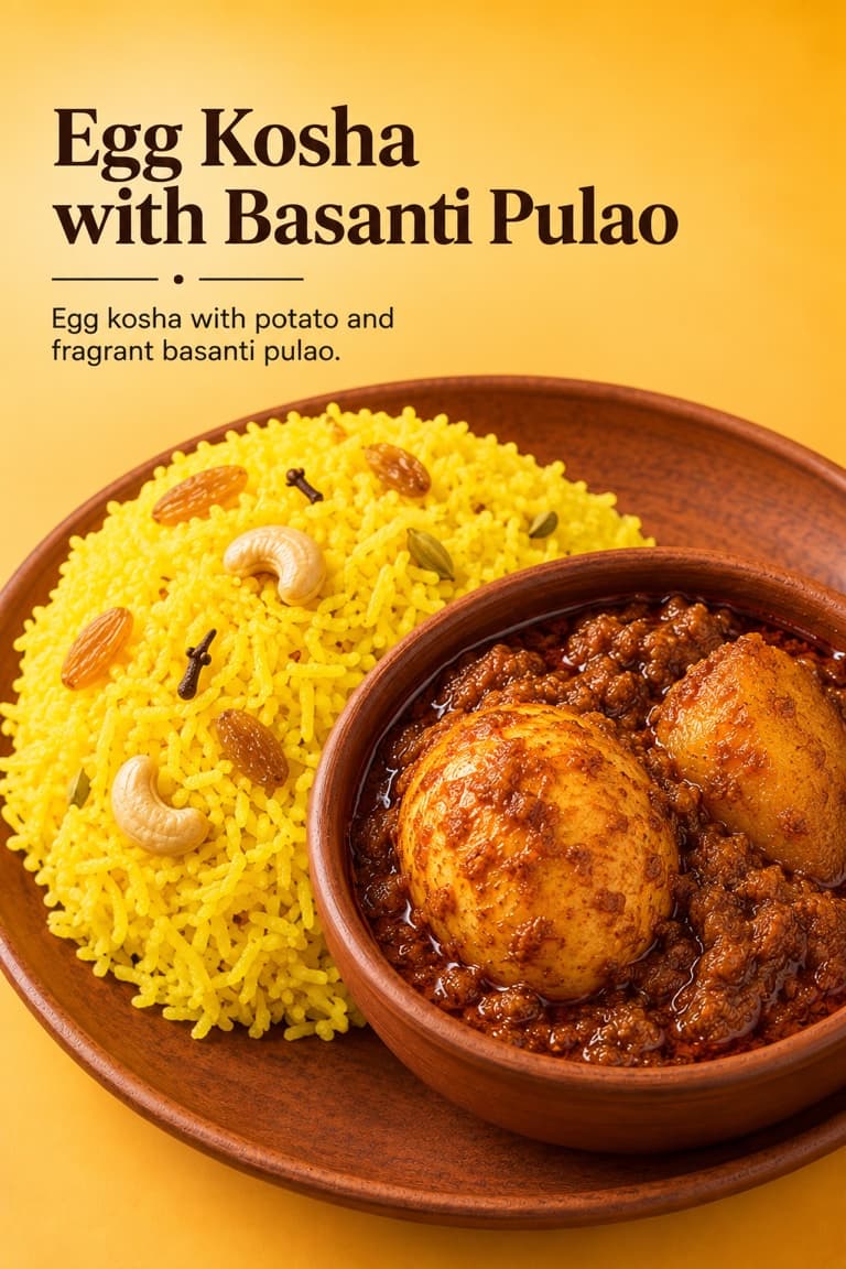 Egg Kosha with Basanti Pulao