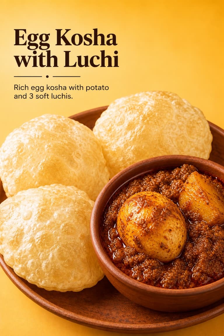 Egg Kosha with Luchi