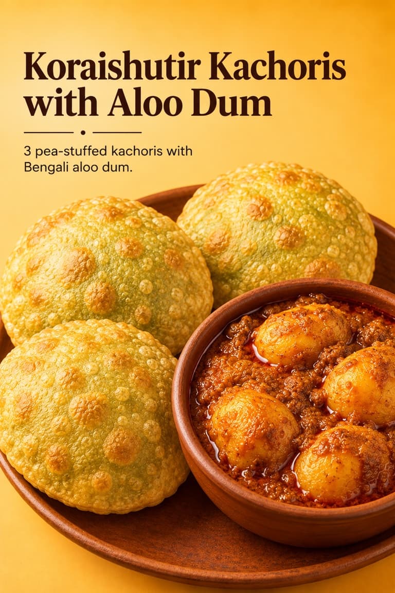 Koraishutir Kachoris with Aloo Dum