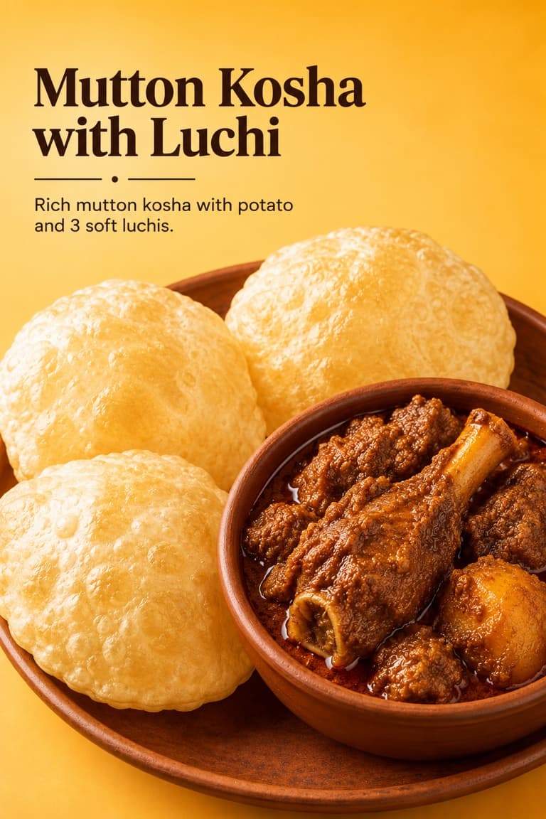 Mutton Kosha with Luchi