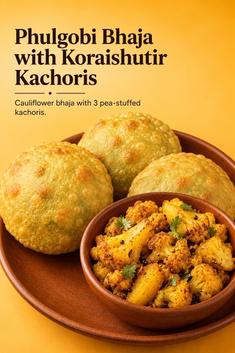 Phulgobi Bhaja with Koraishutir Kachoris
