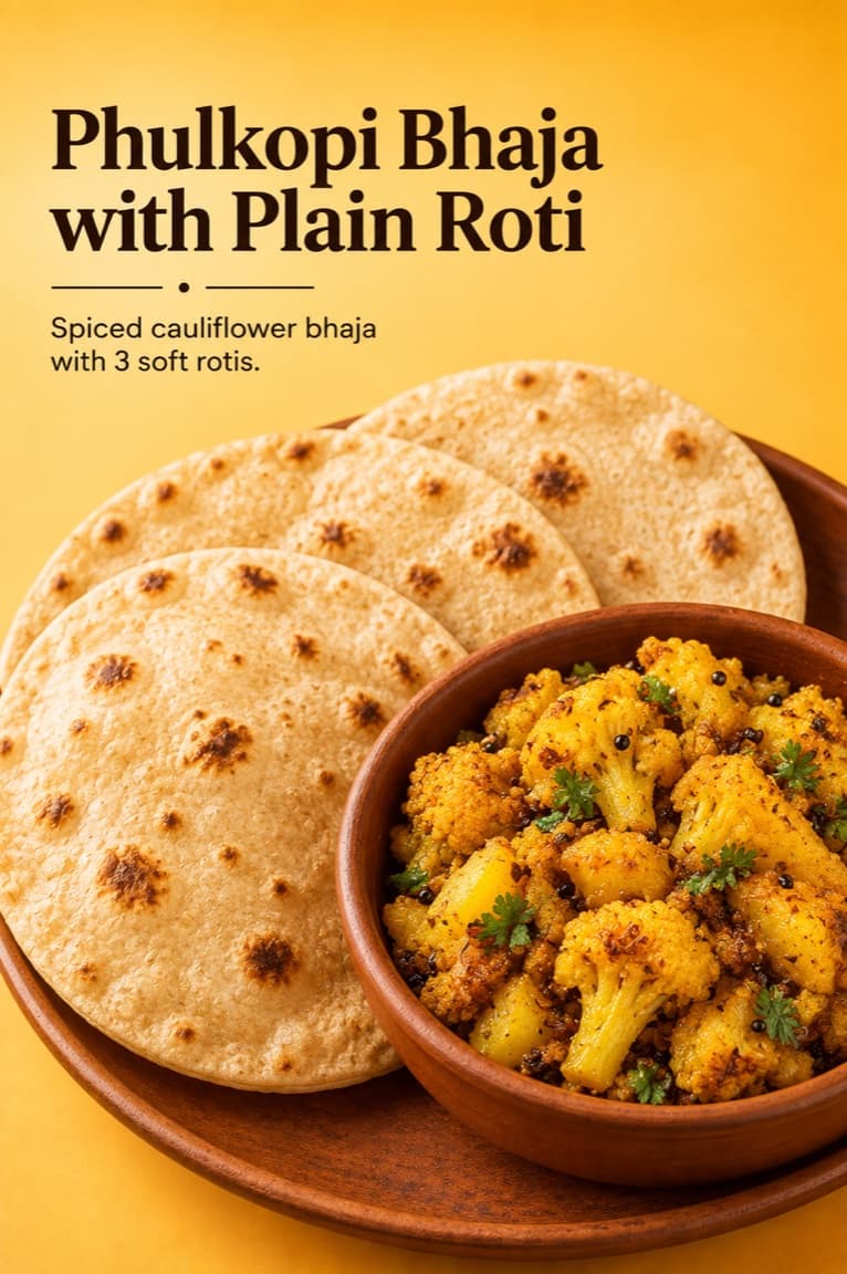 Phulkopi Bhaja with Plain Roti