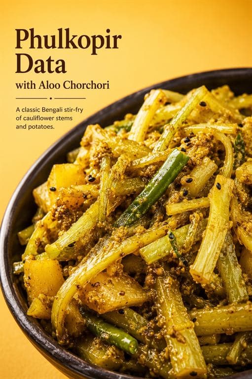 Phulkopir Data Aloo Chorchori / Cauliflower Stalk Curry