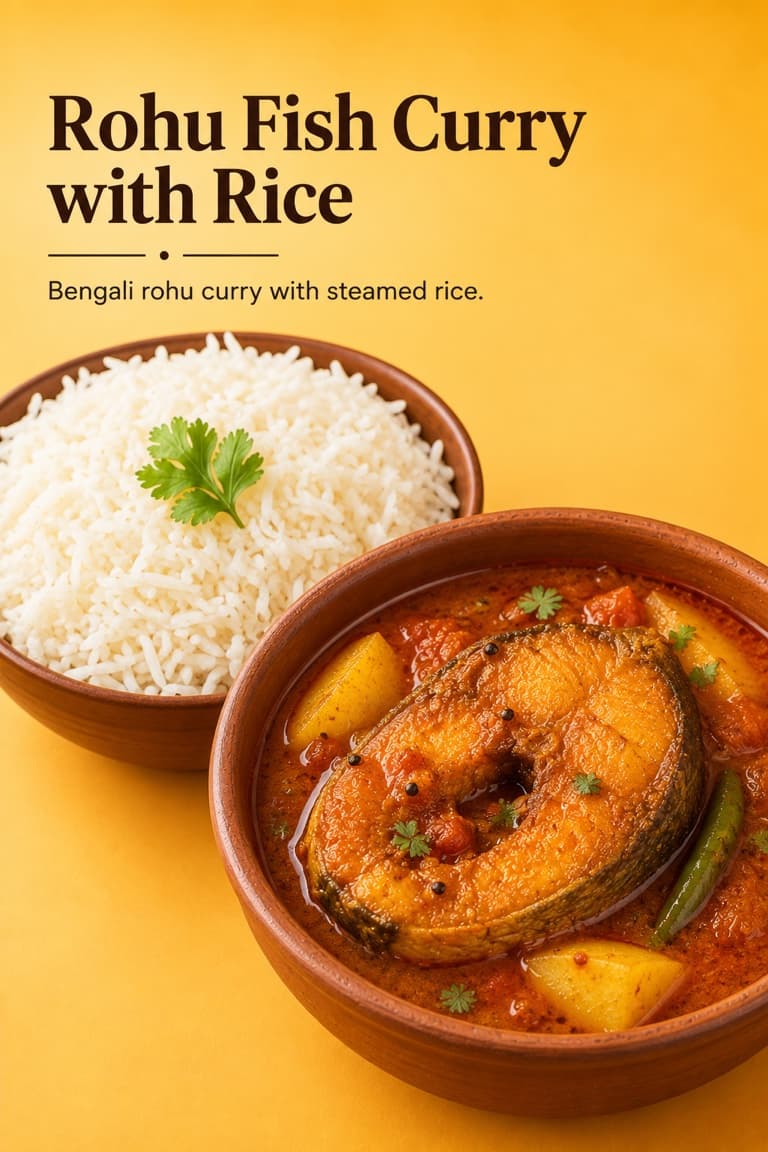 Rohu Fish Curry with Rice